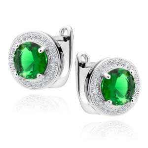 Cercei argint cu tortita si piatra verde DiAmanti Z1072DER_G-DIA (Argint 925‰ 4,2 g.)